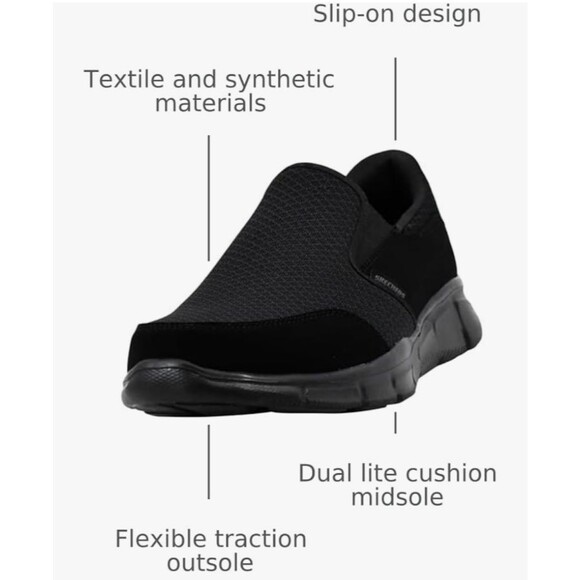 Skechers Equalizer Memory Foam Slip On Black Sneakers Men Size 11 - Minimal Wear - Picture 15 of 15